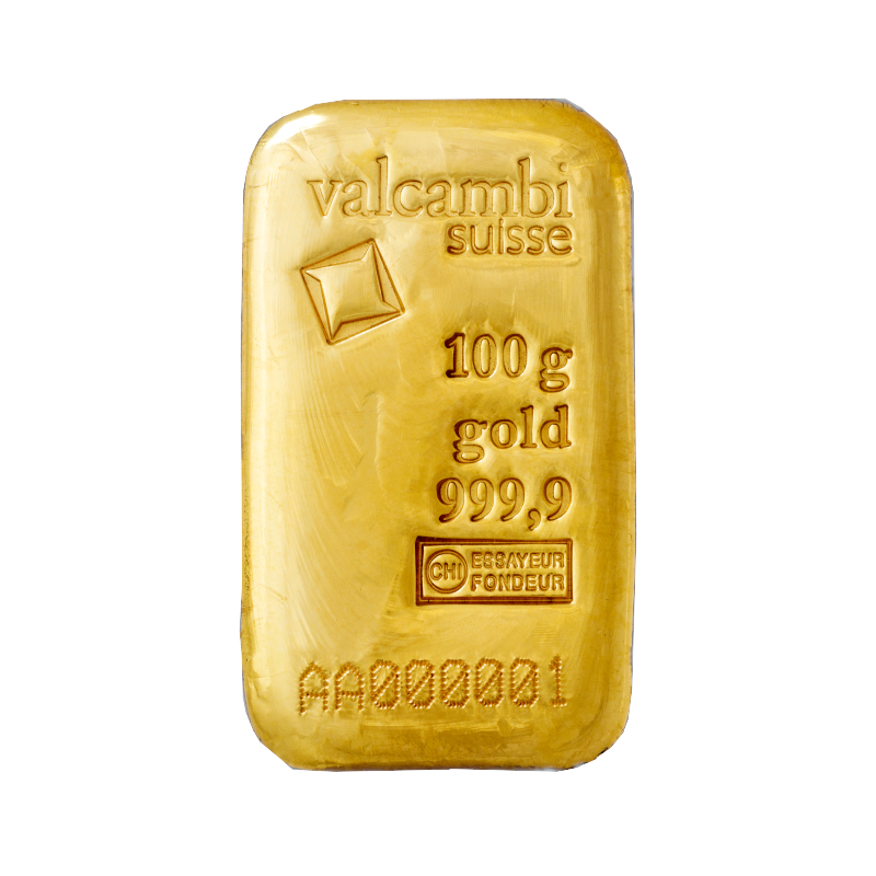 100g Gold Cast Bar - View 1